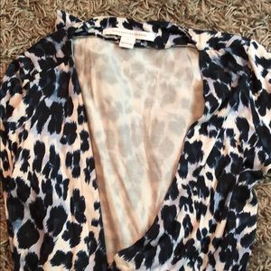 DVF blue leopard wrap dress